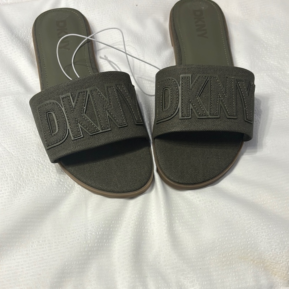DKNY Olive Green Slide Sandals